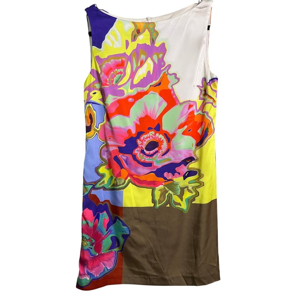 Suzi Chin For Maggy Boutique Colorful Floral Shift Dress Mod Retro Size 6